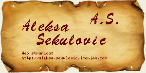 Aleksa Sekulović vizit kartica